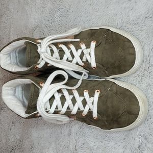 OLD NAVY-I Think Olive-F Jersey Hight-Sparkle Accent Lace-up Ankle Sneakers-Sz 3